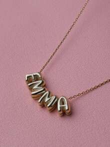 1pc 3D Bubble Name Necklace, Bubble Initial Charm Personalized Jewelry Gift Custom Nameplate Necklace, Initial Round Bubble Necklace - Personalized Gift For Friends, Couples And Family, Special Customized Name Necklace Design, Suitable For Wedding, Valentine's Day, Mother's Day Gifts - Fashionable, Retro, Minimalist, Casual, Cute Customized, Personalized, Unique Ideal Gift