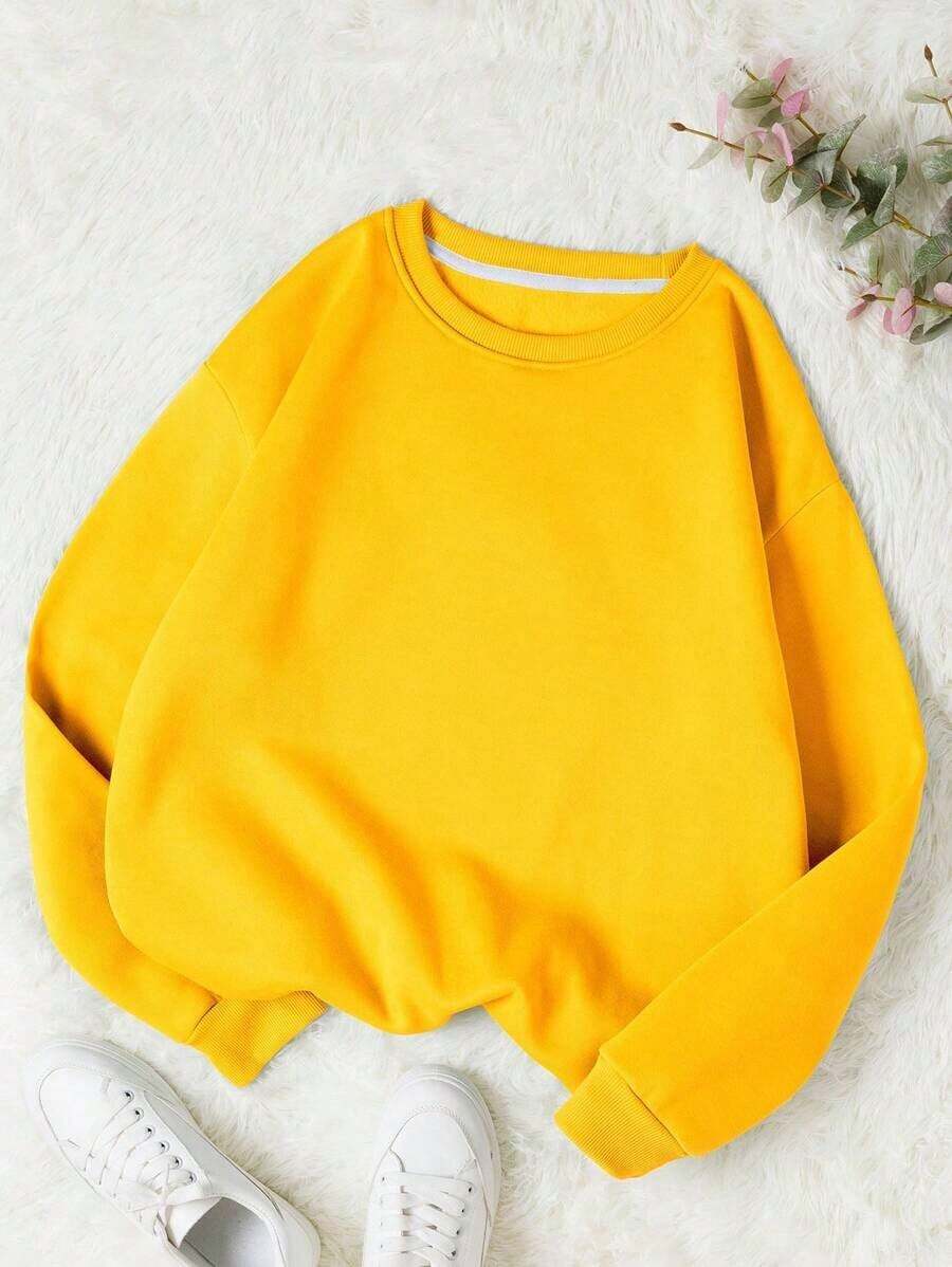 LCWomen's Drop Shoulder Long Sleeve Sweatshirt,Long Sleeve Tops Graduation,Back To School Outfits,Graduation,Teacher Outfits Women,Back To School Pullover Fall OutfitCasual Daily Wear - 黃色 2 - 查看 1