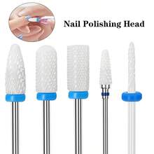 5件套陶瓷钨钢美甲钻头套装，无异味陶瓷钨钢美甲钻头，适用于美甲和足疗 - 低致敏性，专业沙龙级美甲护理工具