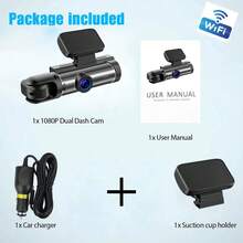 Reletech 1080P Dual Lens Dash Cam, Front And Rear Dual Recording, With Infrared Night Vision, 360° Rotation, Parking Monitoring, Loop Recording, G-Sensor, Supports Rear Camera, Suitable For Cars/Trucks