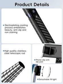 1.8m Wireless Bluetooth Selfie Stick Tripod With Adjustable LED Fill Light, Multi-Function Remote Control, 360° Rotatable Phone Holder, Suitable For Party Photography, Indoor Live Streaming - Multicolor - View 8