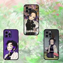 Custodia per iPhone Kimetsu No Yaiba, Custodia per iPhone Kocho Shinobu, Custodia nera per iPhone 16 15 11 13 14Pro Max Plus X Xr Xs Max 12Mini, compatibile con più modelli