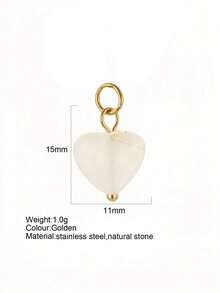 1pc Vintage Elegant Stainless Steel Natural Stone Geometric Pendant, DIY Necklace Bracelet Earring Keychain, Suitable For Christmas Gift & Daily Wear