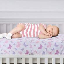 BEEWEED Crib Sheets, 4pcs Soft Sheets With Animal&Flowers Butterfly Prints, For Crib And Mattress, Crib Sheet For Boys And Girls, Super Soft Microfibre Crib Sheet Set, Breathable Cot Sheet, For Cot And Toddler Mattress - 多種顏色 - 查看 3