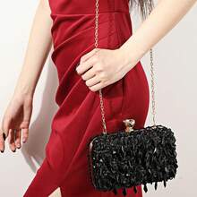 New Embroidered Beaded Water Droplets Sequined Handbag For Women, European And American Fashion Banquet Bag, Evening Bag, Beaded Bag - 黑色 - 查看 6
