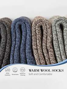 10 Pairs Men's Wool Socks, Thick Warm, Soft Comfortable, Suitable For Winter Hiking And Casual Wear, Mid-Calf Socks/10/6/5/3/1 Pairs - Multicolor - View 2