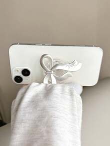 1pc Metal Bowknot Styled Back Adhesive Phone Stand With Pop-Up Airbag Design For Binge-Watching Compatible With IPhone, Android Phone, Gift For Birthday, Family, Friends Push-Pull Phone Grip, Phone Holder, Phone Accessories - Multicolor - View 7