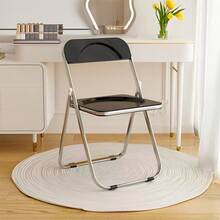 2-Piece/4-Piece/6-Piece Acrylic Folding Chair Sets, Stackable, Lightweight And Durable, Modern Armless Design, Suitable For Indoor/Outdoor Use, Perfect For Holiday Parties. - 黑色 - 查看 7