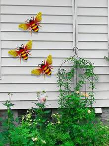 3 piezas/set Decoración de pared de metal con diseño de abeja para jardín, valla, patio o exterior, decoraciones colgantes de abejorros para exteriores