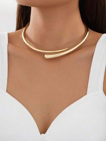 1 件抛光金属颈链，女士珠宝