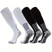 1 Pair Athletic Socks For Men & Women - Performance Grip Socks With Arch Support For Football, Basketball, Skateboarding, Rugby & Exercise, White With Orange Accents, Arch Support Socks | Geometric Pattern Socks | Knit Fabric Socks, Sports Sock - Tất đầu gối - Xem 8