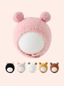 1pc 3-24 Months Baby Double Pom-Pom Plush Hat, Cute Cartoon Baby Hat Series, Warm Knitted Baby Hat For Autumn/Winter, Comfortable & Warm Baby Knitted Hat, Fashionable & Warm Baby Hat, Premium Baby Hat Selection, Essential Baby Winter Accessory - Big Ball Button Tire Hat - View 1