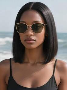 Eulisi 13x4蕾丝前置短直波波头假发，预先拔毛并带有婴儿发，巴西真人发假发，自然色，8-12英寸 - 黑色 - 查看 15