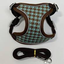 Small And Medium-Sized Dogs Harness And Leash Set, Step In Puppy Vest With Breathable Soft Mesh, Walking Reflective Pet Harness For Small Dogs Houndstooth Check Spliced Cat Harness For Outdoor Use