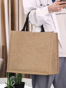 Sac fourre-tout en lin multifonction de grande capacité, sac à main multifonction, sac de courses, convient pour les déplacements quotidiens au printemps et en été, sac de plage attrayant en été, sac à main en lin de couleur unie, sac cadeau personnalisé, peut être un sac cadeau fait maison, léger, sac de courses multifonction, sac à main en lin