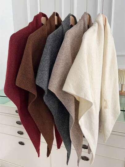 1 pezzo Sciarpa triangolare in misto lana di alta qualità e colore unito, sciarpa triangolare versatile e alla moda per ambienti climatizzati, scalda collo, elegante scialle in maglia incrociata in stile europeo in misto lana, adatto per uso quotidiano, regalo invernale