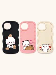 Cute Panda Novelty 3pcs Dopamine Themed Phone Cases, Cute Cartoon Panda, Bear, Cat Print Phone Case Set, New Wavy Macaron Design Phone Covers, Phone Protective Cases Compatible With IPhone Spring Gift,International Version, Not The Domestic Version - Multicolor - View 29