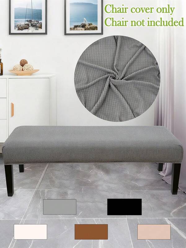 1 Pack Soft Polar Fleece Corner Plaid Bench Cover, Spandex Stretch Bench Cover, Removable And Washable Ottoman Seat Protector For Dining Room, Bedroom, Hotel