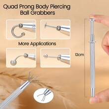 Piercing Taper Ball Grabber Tool For Changing Jewelry - 14G 16G 18G 20G Stainless Steel Flat Back Earrings Applicator Tool Threadless Insertion Pin Thread Body Piercing Kit For Ear Nose Lip, Silvery, Pink