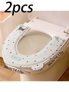 1/2pcs Adhesive Toilet Seat Cover, Waterproof Warm Padded Washable Foam Toilet Mat Cushion For Home, Maternity Bathroom Decor