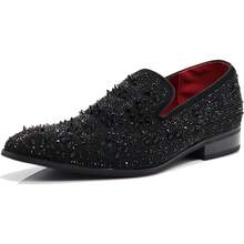 Men Fashion Rhinestones Studs Slip On Loafer Dress Shoes WBG-20256688 - 金色(02) - 查看 2