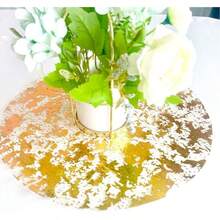 50/100/150 Disposable Gold Placemats, 13 "Glitter Metal Mesh Round Placemats, Gold Foil Mesh Doilies, Table, Wedding, Birthday Party Decorative Gold Doilies - Multicolor - View 3