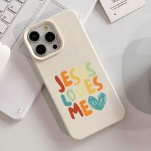 Jesus Love Me Pattern Matte Soft Phone Case, Surface Bump Texture UV Printing Technology, 360 Degree All-Round Protection, Suitable For Apple 16 15 14 13 12 11 Series Smartphones - trắng - Xem 1