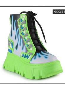 Women's Edgy Frame Print Street Fashion Wedge Platform Sneakers Green  Fashionable    Home  Vacation    All Season - Green - View 1