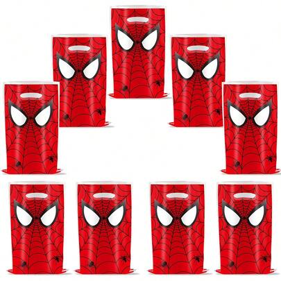 Marvel 1 Set/10 Stück Spiderman Geburtstags Party Geschenktüten, Spinne Thema Süßigkeiten Tüten, Party Loot Tüten für Geburtstags Party Geschenke, Dekorationen als Geburtstags, Ostern, Halloween, Weihnachts Feier Geschenk (Zufälliger Stil)