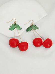 1 Pair Cherry Fruit Earrings, Sweet & Fresh Style For Girls - Big Cherry - View 3
