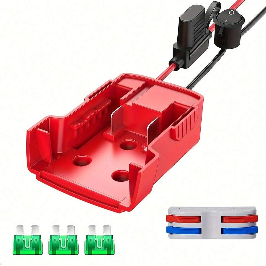 NVNOWU M18 适配器 - 密尔沃基 18V 电池转换套件，包括 30A 保险丝、14AWG 电线和端子 - 兼容 M18 48-11-1815/1820/1828/1840/1850 和其他电池型号 - 非常适合 DIY 遥控汽车、卡车、机器人