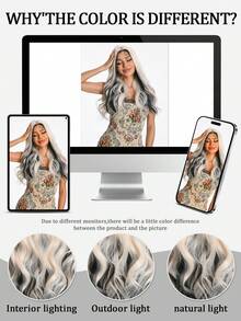 13x4 Body Wave Lace Front Wigs Natural White Hair Lace Front Wig Pre Plucked Synthetic Lace Front Wig 26inch - 黑與白 - 查看 7