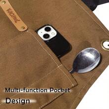 Professional Unisex Chef Apron With CrossBack Design And Large Pockets For Kitchen Use WaterResistant Cotton Canvas Material Ideal For Cooking Food Service And Culinary Workstations - màu nâu - Xem 4