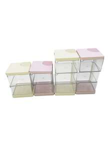 1pc Children's Room Rotating Desktop Storage Box, 2-Layer 3-Compartment Dust-Proof Hair Clip Organizer