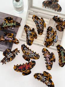 Customizable Rhinestone Leopard Print Hair Claw Clip, Suitable For Wedding, Bridal, Holidays, And Gifting To Girlfriend, Colorful,Cute,Adorable,Funny,Kawaii,Y2K,Stylish,Unisex,Casual,Custom,Personalized,Unique,Customized,Ideal Gifts For Him,Ideal Gifts For Her,Her,Boyfriend,Girlfriend,Family,Friends,Customized Hair Accessories,Vacay Vibe Au