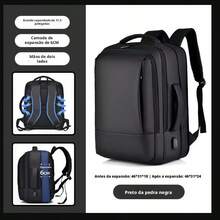Men's Backpack, Work Bag, Men's And Women's Bag With Expandable Capacity, Waterproof Function - màu đen - Xem 10