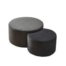 Coffee Table Set, 2-Piece Cushioned Round Coffee Tables, Set Of 2 For Living Room, Modern Round Foam Coffee Table, Side Table, Ottoman, No Assembly Required - Black + Fabric - View 7