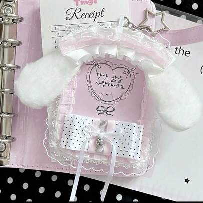 Cute Rabbit & Cat Lace Card Set, Handmade Pink & White Card Set