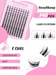 SEXYSHEEP 420pcs C-Curl Curly Cartoon False Eyelashes Mixed Set, Curled, Lengthening, Thick, Non-Shedding, Soft & Natural, 10-16mm Mixed DIY Eyelash Clusters, Natural Lengthening & Volumizing Long-Lasting, DIY Eyelash Extension Kit Includes Glue, Sealant, Remover Tool, Tweezers, Lash Brush & Curler, Suitable For Beginners To Use At Home Or Outdoor, Applicable For Daily Life, Parties, Music Festivals, Etc. - 黑色 - 查看 3