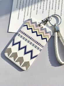 1Pc INS Cute Diamond Grid Arrow Love Cherry Blossom School Access Control Credit Card Holder Bag Bus Card Holder Keychain Geometric Pattern Suitable For Daily Use By Male And Female Working Students For Women Money Wallet Mini Wallet Purse Wallet Wristlet Wallet Card Wallet