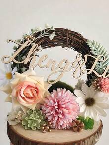 1pc Rustic Wood Grain DIY Rattan Wreath,Wreath Ring,Wreath Making Kit,Wreath Base,Wreaths To Decorate- Available In Five-Pointed Star, Heart, Moon & Ring Shapes, With Artificial Flower/ Vine Branch Options. Suitable For Ramadan, Christmas, Thanksgiving, Weddings, Birthdays & Home Wall Hanging Decorations (Includes Wooden Vine Hoop For DIY). - Multicolor - View 11