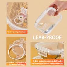 1050ml Glass Lunch Box, Microwave Bento Box, Food Storage Container, Student Food Compartment Box - Multicolor - View 3