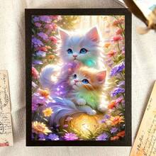 2pcs Lovely Cats Pattern 5D Diamond Painting Kit - Animal Theme Mosaic Diamond Art Craft, DIY Diamond Painting Cross Stitch, Unique Birthday & Friendship Surprise Gift Art, Suitable For Living Room, Bedroom, Office Wall Decor, Unframed
