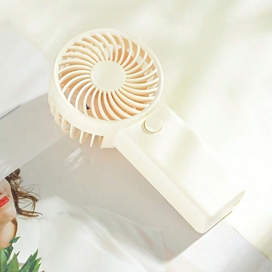 1pc Mini Handheld Fan - Portable Lightweight Battery-Powered Cooling Fan With High-Speed Quiet Operation, 4 Colors (Teal Blue, Pink, White, Mint Green) For Summer Outdoor, Indoor & Patio Use, Cooling Fan Portable, Sleek Handle Design - 白色 - 查看 1