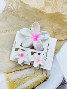 1pc/3pcs Iridescent Daisy Flower Claw Clips, Ombre Hair Clips, Fashion Hair Claw Suitable For Beach Vacation, Photo Shooting, Daily Wear Hair Accessories Autumn Accessories Fall Hair Clutch Winter Accessories