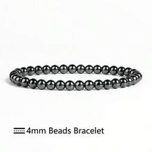 4/6/8mm Natural Hematite Stretch Bracelet, Handmade Unisex Crystal Bracelets For Meditation, Yoga, Spiritual Healing & Positive Energy