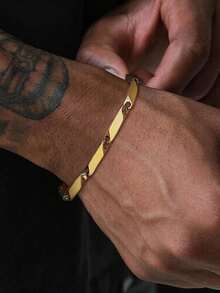 18K Gold Plated Stainless Steel Jewelry, Hiphop Style Twisted Chain Bracelet, Men's Fashion Accessory, Everyday Wear, Gift For Girlfriend - Chain Bracelet - View 10