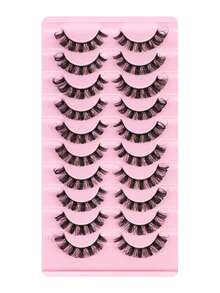 20 对 D 卷全条睫毛蓬松浓密假睫毛可重复使用仿貂皮睫毛条状睫毛、睫毛、睫毛、假睫毛 - 黑色 - 查看 14