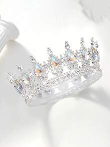 1pc Bride Gold Crown Headpiece, Crystal Princess Tiara, High-End Wedding/Birthday Crown