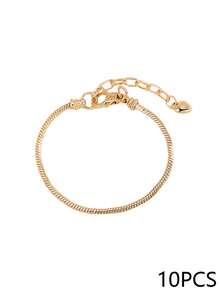 1/5/10pcs Gold/Silver Snake Bone Chain Bracelet With Heart-Shaped Lobster Clasp, Suitable For DIY Bracelet Making, Ideal Gift Choice - Bracelet - View 17